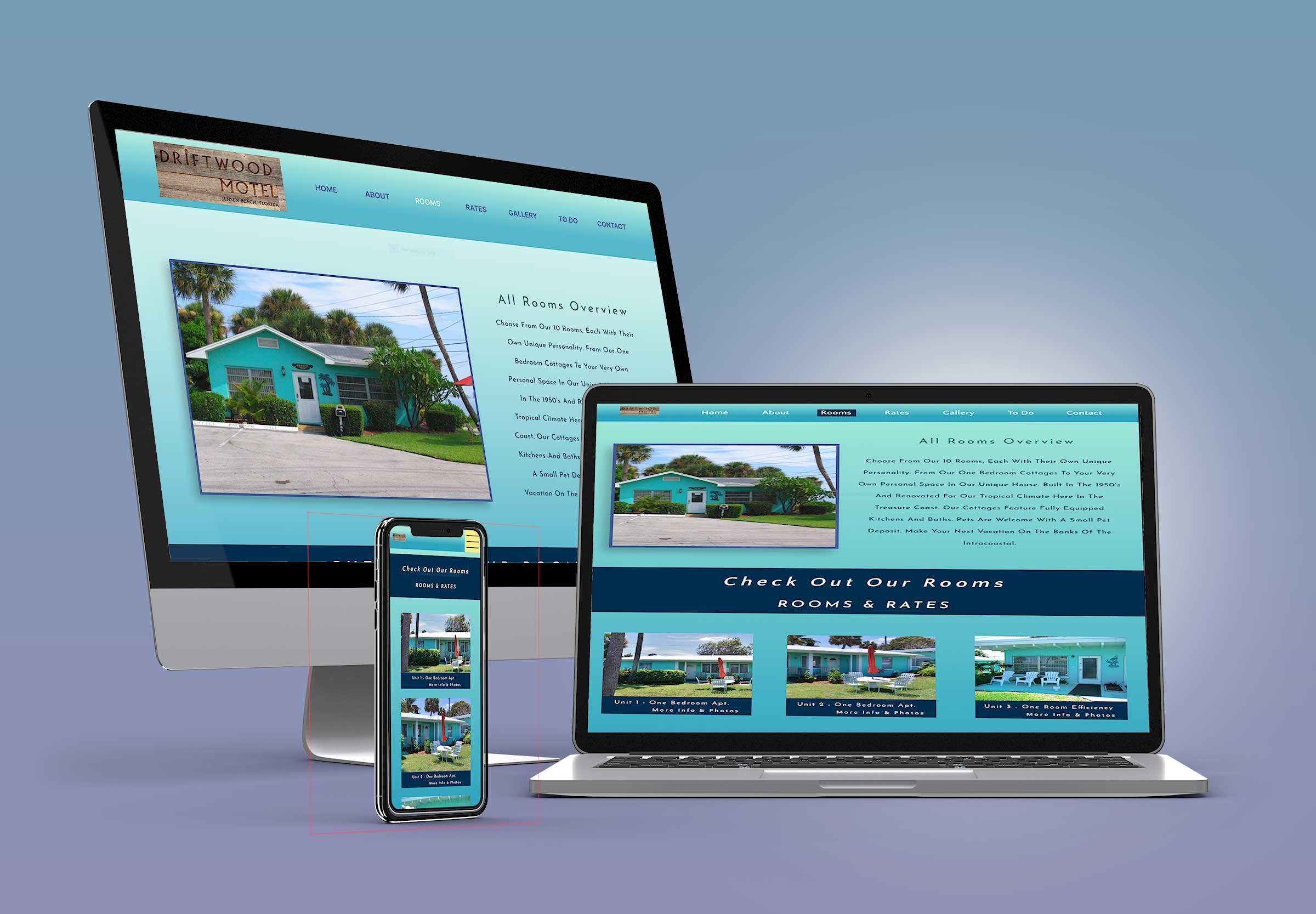Figma prototype for driftwood Motel new website